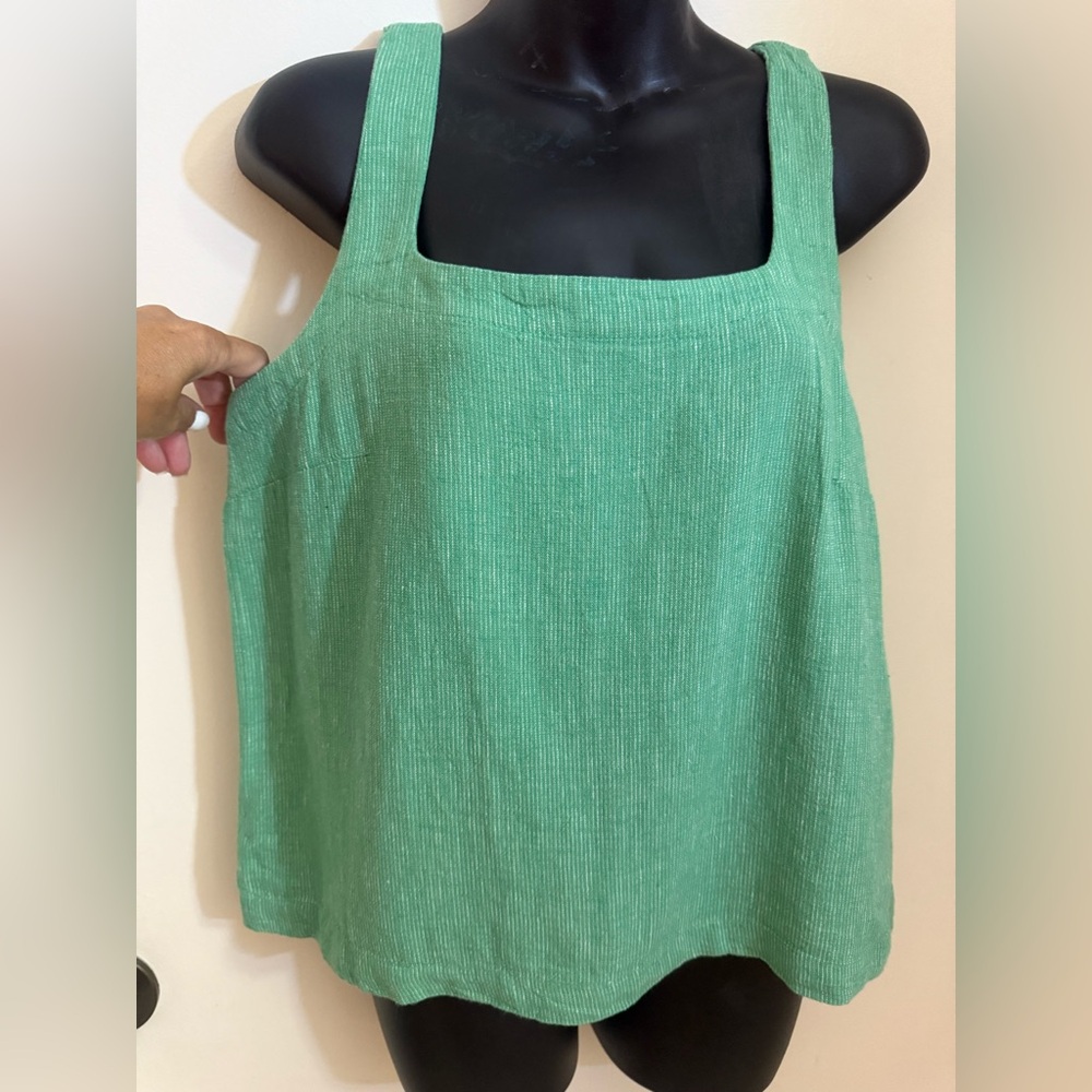 Green Boxy Relaxed Tank Top